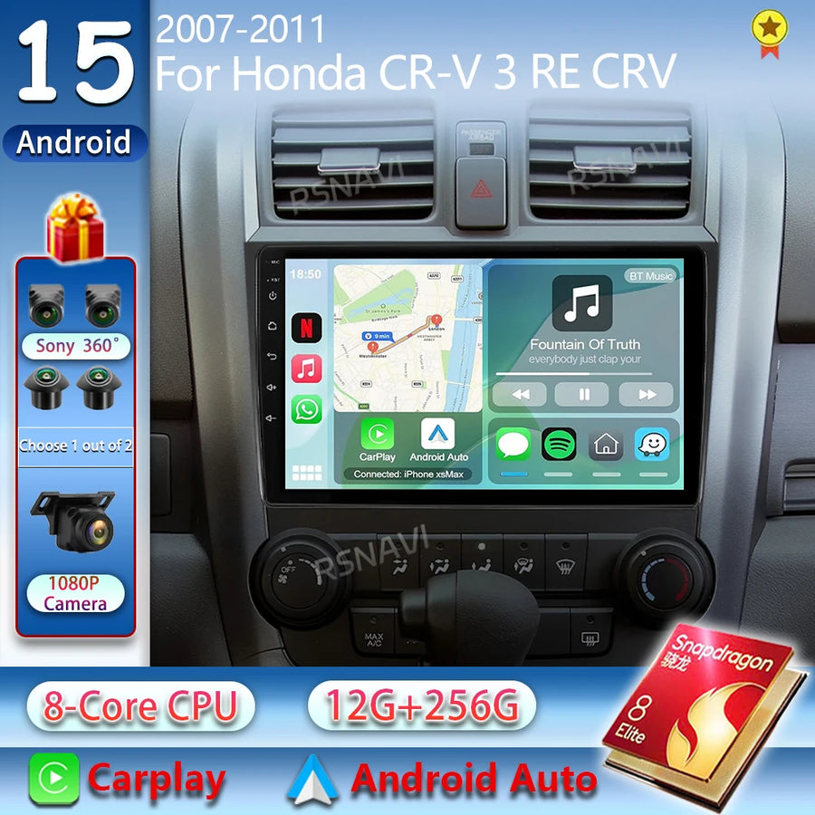2K Android 15 Head Unit for Honda CR-V 2007–2011 Android Head Unit RSNAVI