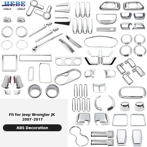 Chrome Interior Trim Kit for Jeep Wrangler JK 12-17 Car Interior Accessory HEBE