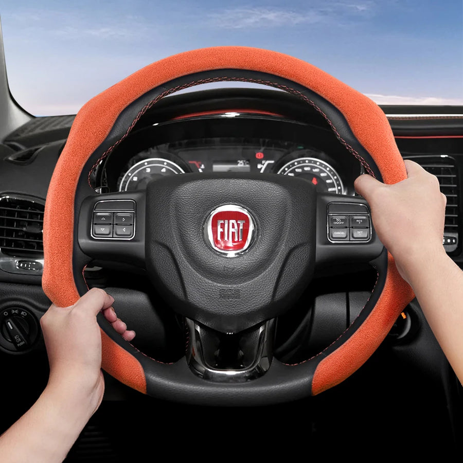 Premium Suede Steering Wheel Cover for Fiat Models Car Interior Accessory Hocasen