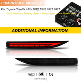 Rear Bumper Reflector Dynamic Brake Light for Toyota Corolla 2019-2022 LED Ambient Light iJDM