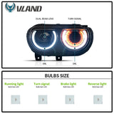 Dual Beam Projector Headlights RGB for Challenger 08-14 Car Interior Accessory Vland