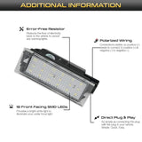 License Plate LED Light for Renault Laguna, Megane & Trafic Car Interior Accessory iJDM