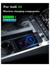 15W Fast Wireless Charger for Audi A6 C8 A7 2019 Car Interior Accessory LINGLUYANG