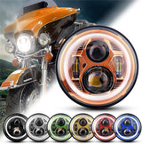 Motorcycle 7inch LED Headlight 7 H4 LED DRL Halo Ring Amber Turn Signal Headlamp For Harley Davidsion Softail Slim Fat Boy Mo