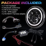 Halo 7Inch Round Led Headlight RGB Bluetooth App Controlled 7 For Harley Davidson Touring Fat Boy Jeep Wrangler JK LJ CJ TJ R
