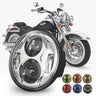 Round 5-3/4 Headlamp For Harley Honda Shadow VT 600 700 750 1100 VTX 1300 Drl  12v High/Low beam 5.75 inch Motorcycle Headlamp