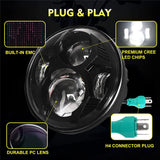 Round 5-3/4 Headlamp For Harley Honda Shadow VT 600 700 750 1100 VTX 1300 Drl 12v High/Low beam 5.75 inch Motorcycle Headlamp