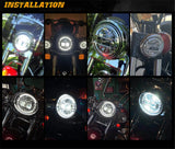 Black/Chrome 7inch LED Headlight /4.5inch Fog Lamp For Harley Davidson Electra Glide Road King Motorcycle Headlamp Bracket Set