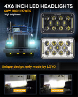 4X6Inch Motorcycle LED Headlight With Drl High Low Beam