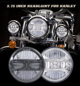 Black 5.75Inch Motorcycle Projector Led Headlight 5.75" H4 Headlamp With DRL For Harley Bike For Sportsters XL XG XR VRSCD Dyna