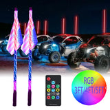 3/4/5FT LED Whip Light RGB RZR LED Lamp Waterproof Bendable Remote Control Multi-color Super Bright Flag Light for SUV ATV Lamp