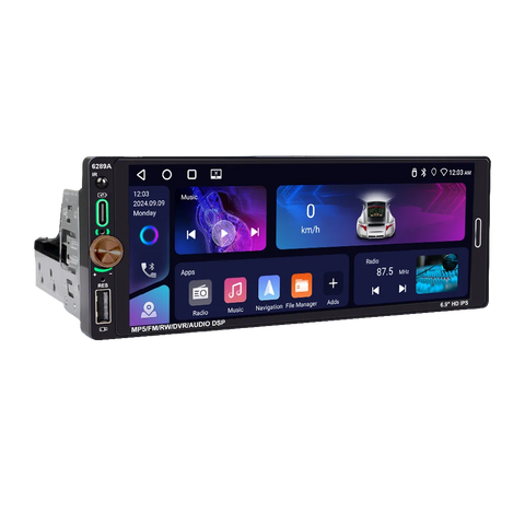 1Din Android Head Unit Wireless CarPlay GPS Universal Android Head Unit OEM 6.9" 32 g 2 g