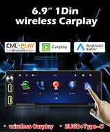 Universal 6.86" 1DIN MP5 Radio with CarPlay and Bluetooth Android Head Unit Bosstar