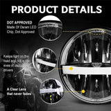 7" Inch H4 LED Moto Headlight For Harley Softail Slim Fat Boy 7inch Halo DRL Turning Led Motorcycle Headlamp For Harley Touring