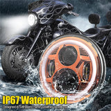 Motorcycle 7inch LED Headlight 7 H4 LED DRL Halo Ring Amber Turn Signal Headlamp For Harley Davidsion Softail Slim Fat Boy Mo