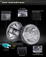 Black 5.75Inch Motorcycle Projector Led Headlight 5.75" H4 Headlamp With DRL For Harley Bike For Sportsters XL XG XR VRSCD Dyna
