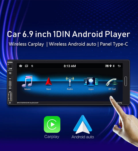 6.9" 1DIN Android Head Unit 2+64GB CarPlay Android Head Unit Bosstar