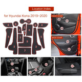 Anti-Slip Gate Slot Cup Mat for Hyundai Kona 2019 - 2022 Door Groove Pad Rubber Non-Slip Pad Interior Accessories Interior Ac