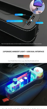 Seat Gap Storage Box with LED Light for Universal Cars