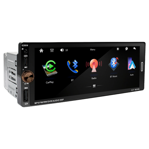 1DIN Universal Car Stereo with Android Auto CarPlay Android Head Unit Bosstar 6.9inch
