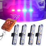 4-Panel Wireless LED Strobe Emergency Warning Light Red Blue Car Interior Accessory MAGIC COLORM