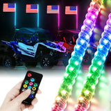 3/4/5FT LED Whip Light RGB RZR LED Lamp Waterproof Bendable Remote Control Multi-color Super Bright Flag Light for SUV ATV La