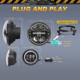 Motorcycle 7 Inch Round LED Headlight For Harley Touring Road King Ultra Classic Electra 4.5 Inch Fog Lights Mounting Ring Mo