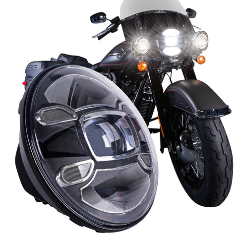 7 Inch H4 LED Moto Headlight For Harley Davidson Softail Slim Fat Boy Motorcycle Headlight ANGLELITE