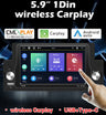1Din Wireless CarPlay MP5 Player 5.9 Inch Touch Screen