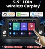 1Din Wireless CarPlay MP5 Player 5.9 Inch Touch Screen Android Head Unit Bosstar