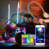 3/4/5FT LED Whip Light RGB Waterproof Multi-Color Flagpole Lamp Bowlight for Offroad Sand Rails/Buggies, SxS, ATV/UTV,RZR,Tru