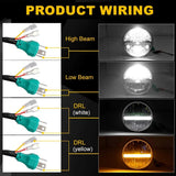 7" Inch H4 LED Moto Headlight For Harley Softail Slim Fat Boy 7inch Halo DRL Turning Led Motorcycle Headlamp For Harley Touring