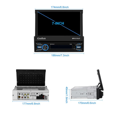 7" Motorised CarPlay Auto Retract Screen Universal Android Head Unit OEM 7" no MP5