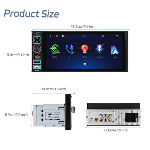 Android Single Din Radio 2GB 64GB Voice Control Universal Android Head Unit Bosstar