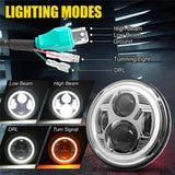 7 Inches H4 LED Moto Headlight Round For JeepJK TJ Touring Lada 4x4 Car Interior Accessory Anglelite