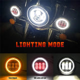 Motorcycle 7 Inch Round LED Headlight For Harley Touring Road King Ultra Classic Electra 4.5 Inch Fog Lights Mounting Ring Mo