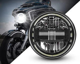 Motorcycle 7 inch Moto LED Headlight with 4-1/2" 4.5inch LED Auxiliary Fog Passing Lights Lamp for Harley Touring Electra Gli