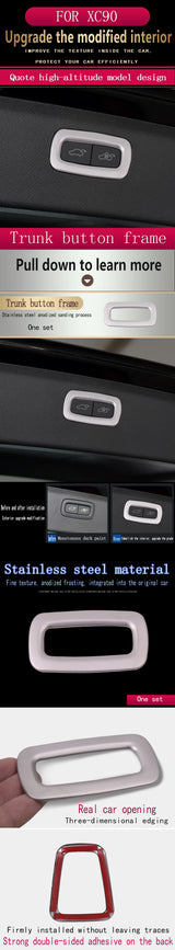 Stainless Steel Trunk Button Trim for Volvo XC90 Car Interior Accessory LINGLUYANG
