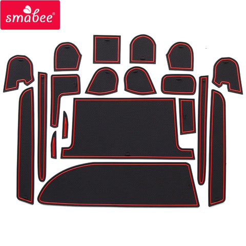 smabee Gate slot pad For TOYOTA VOXY NOAH 80 85 A series of 2015-2017 Interior Door Pad/Cup Dust mats Non-slip 19PCS red whit