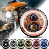 Motorcycle 7inch LED Headlight 7 H4 LED DRL Halo Ring Amber Turn Signal Headlamp For Harley Davidsion Softail Slim Fat Boy Mo