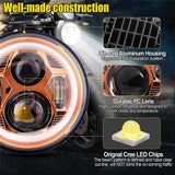 Motorcycle 7inch LED Headlight 7 H4 LED DRL Halo Ring Amber Turn Signal Headlamp For Harley Davidsion Softail Slim Fat Boy Mo
