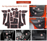 Anti-Slip Gate Slot Cup Mat for Hyundai Kona 2019 - 2022 Door Groove Pad Rubber Non-Slip Pad Interior Accessories