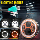 Motorcycle 7inch LED Headlight 7 H4 LED DRL Halo Ring Amber Turn Signal Headlamp For Harley Davidsion Softail Slim Fat Boy Mo
