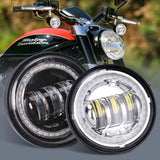 Motorcycle 7 Inch Round LED Headlight For Harley Touring Road King Ultra Classic Electra 4.5 Inch Fog Lights Mounting Ring Moto
