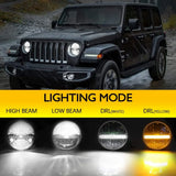 7" Inch H4 LED Moto Headlight For Harley Softail Slim Fat Boy 7inch Halo DRL Turning Led Motorcycle Headlamp For Harley Touring