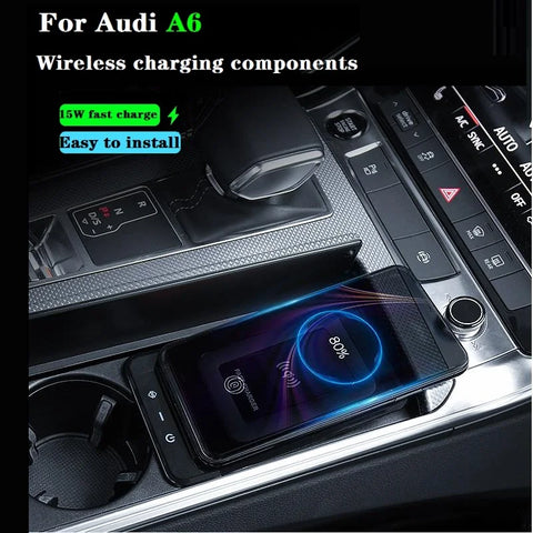 15W Fast Wireless Charger for Audi A6 C8 A7 2019 Car Interior Accessory LINGLUYANG