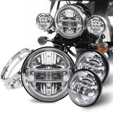 Black/Chrome 7inch LED Headlight /4.5inch Fog Lamp For Harley Davidson Electra Glide Road King Motorcycle Headlamp Bracket Set