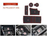 Anti-Slip Gate Slot Cup Mat for Peugeot 208 e-208 2019 - 2024 GT Interior Accessories Door Pad Non-Slip Mats Car Styling Car