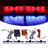 4-Panel Wireless LED Strobe Emergency Warning Light Red Blue Car Interior Accessory MAGIC COLORM