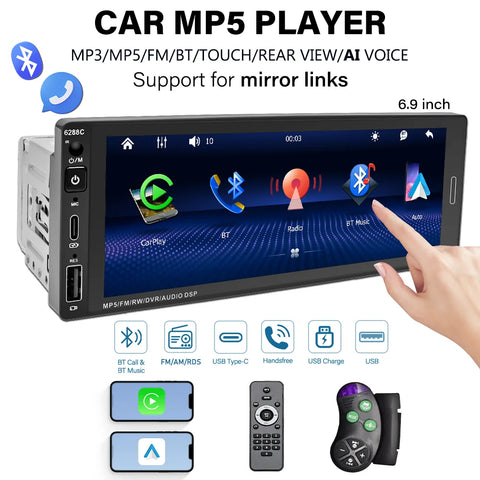 6.9 Inch 1Din CarPlay Audio Stereo for Universal Car Android Head Unit Bosstar